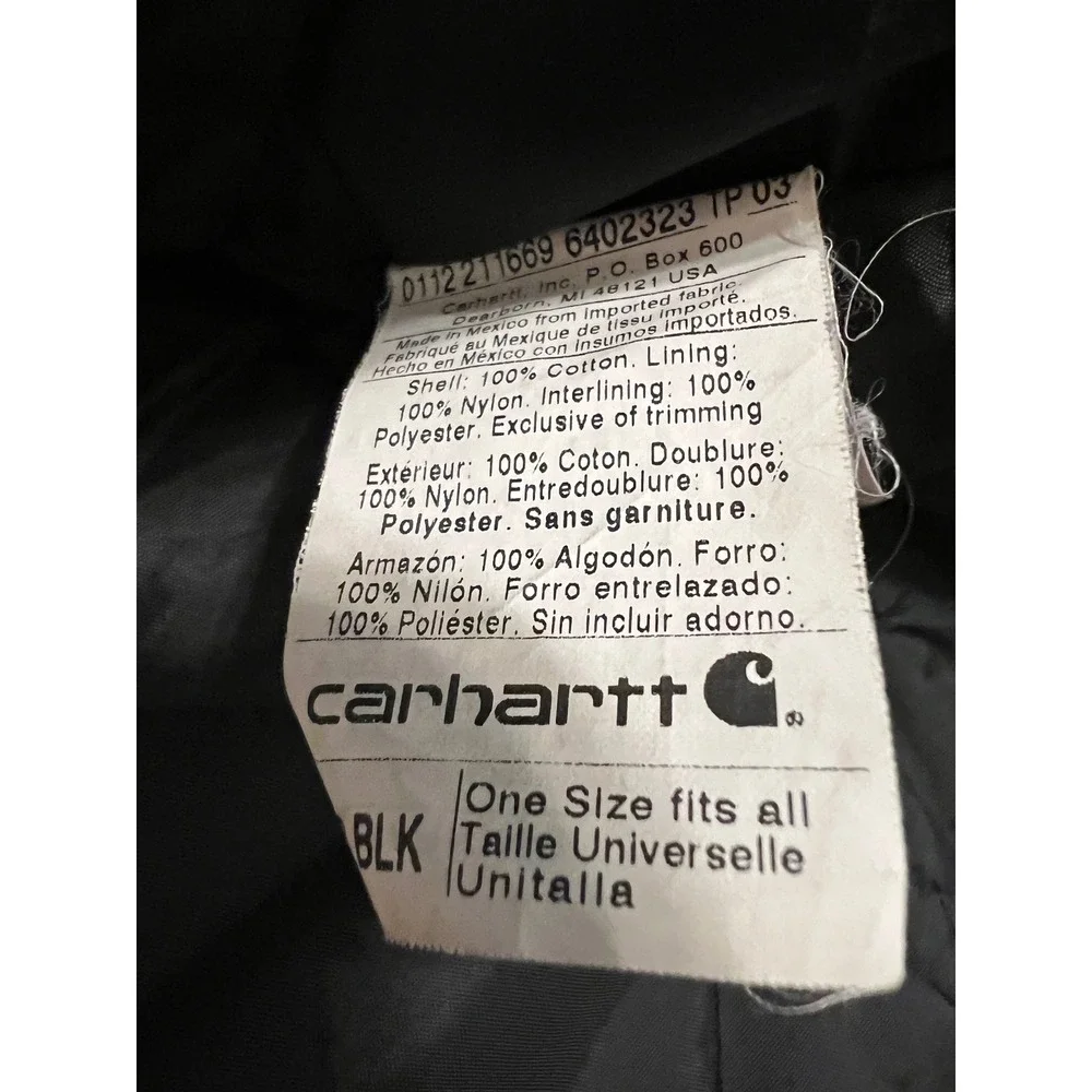 Carhartt Black Duck Canvas Detachable Hood Quilted Lining One Size 01122 T1609